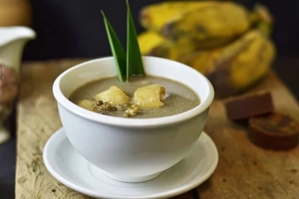 Banaan Groene Bonen Compote Indonesisch Eten Vaak Geserveerd Tijdens Maand — Stockfoto