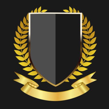 Altın defne çelengi ve kurdeleli siyah kalkan