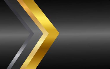 Soyut arkaplan altın geometrik ok yönü siyah ve boş alan. Modern fütüristik arkaplan vektörü çizimi tasarla