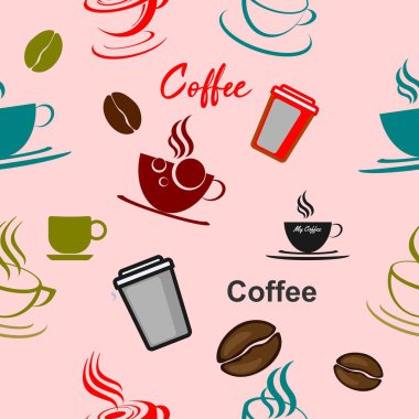 Kahve Dikişsiz desen vektör çizim