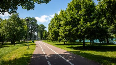 parkta boş asfalt yol