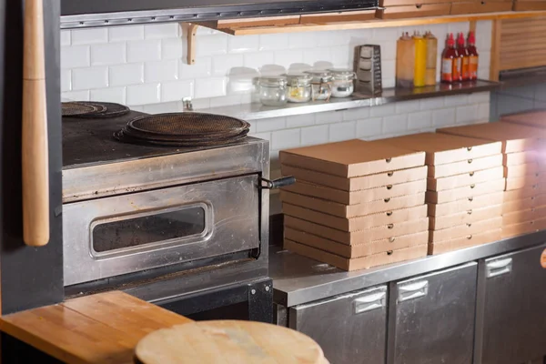 Cajas Para Pizza Concepto Entrega Alimentos Pedido Rápido Entrega Pizza —  Fotos de Stock