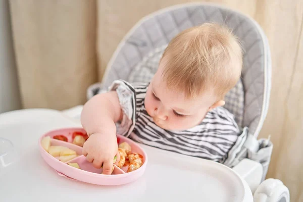 Cute Child Eats Healthy Food Vegetables Meatballs Dietary Meat Steamed Stock Photo
