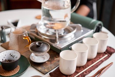 Everything is ready for the tea ceremony. The ceremony is according to all the rules, but not in the classical style. Adapted to a modern apartment. High quality photo