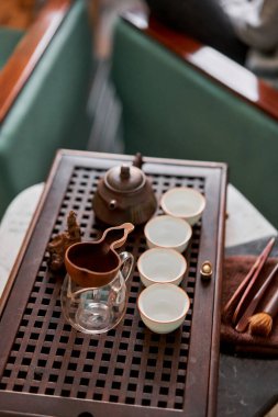 Everything is ready for the tea ceremony. The ceremony is according to all the rules, but not in the classical style. Adapted to a modern apartment. High quality photo