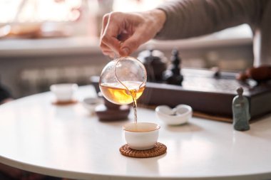 Everything is ready for the tea ceremony. The ceremony is according to all the rules, but not in the classical style. Adapted to a modern apartment. High quality photo