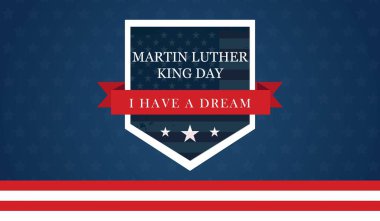 Martin Luther King Jr., arka planda ABD bayrağı bulunan Martin Luther King 'in ilham verici tasarımlı tipografi günü.
