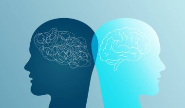 Futuristic data exchange, Psychologist consulting or mental problem