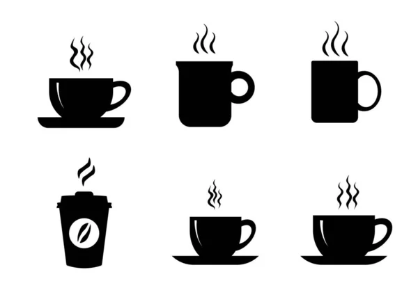 Set Cups Coffee Different Cups Smoke Running Out Cups Tea — Stock Photo, Image