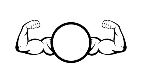 Czarno Biała Ilustracja Mięśni Pustą Przestrzenią Środku Wykorzystania Jako Logo — Zdjęcie stockowe