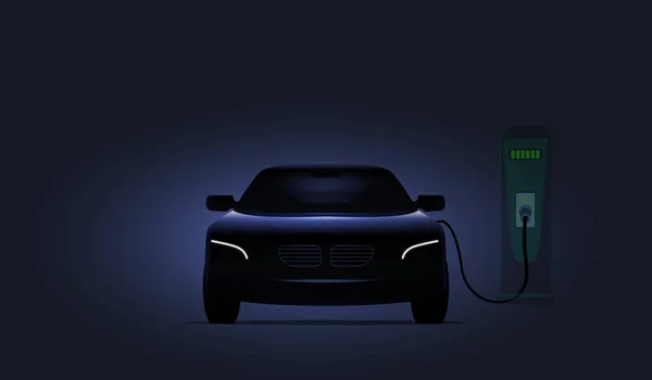 Ev car with charger, EV Car with charging concept, purple concept with charging unit