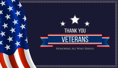 Çağdaş Vatansever Arkaplan, Gaziler Günü bayraklı mavi arka plan, Soyut Teşekkürler Gaziler Günü Afişi.