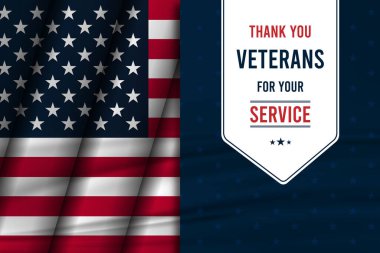 Çağdaş Vatansever Arkaplan, Gaziler Günü bayraklı mavi arka plan, Soyut Teşekkürler Gaziler Günü Afişi.