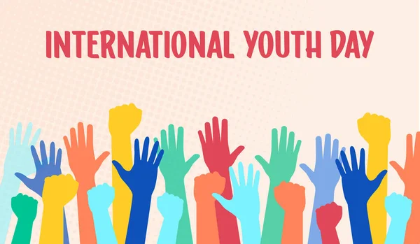 Birbirlerine Yardım Etmek Için Ellerini Kaldıran Uluslararası Gençlik Günü Tebrik — Stok fotoğraf
