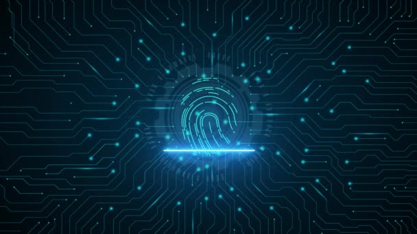 Conceito Biométrico Digitalização Impressões Digitais Acesso Concedido Sinal Controlo Segurança — Vídeo de Stock