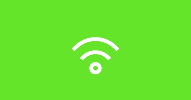 Wifiは緑の背景の概念ビデオを信号し Wifiは緑のスクリーンの点滅するインターネット接続の印をアニメーションしました — ストック動画