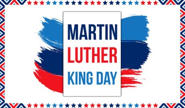 Martin Luther King Jr., MLK Günü, bir hayalim var, Amerikan Bayrağı renkleri desenli Mutlu Martin Luther King Günü, renkli vatansever geçmişi ve tipografisi olan Martin Luther King Jr..