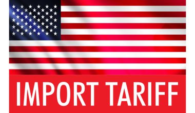 ABD ile Kırmızı Bayrak üzerinden beyaz renkli Gümrük Metni aktar Arkaplanda Bayrak.