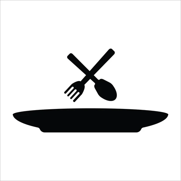 Piatto Cucchiaio Icona Vettoriale Illustrazione Logo Design — Vettoriale Stock