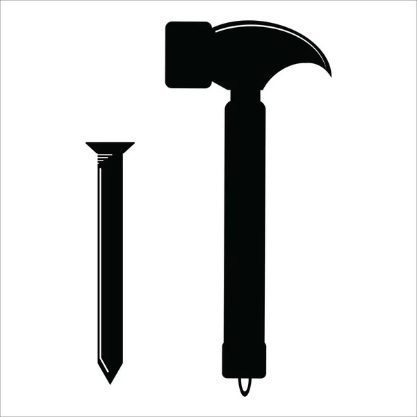 锤头和钉子图标矢量图解标志设计 — 图库矢量图片