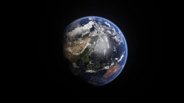 Earth Globe Rotating View Space Render — Stock Video