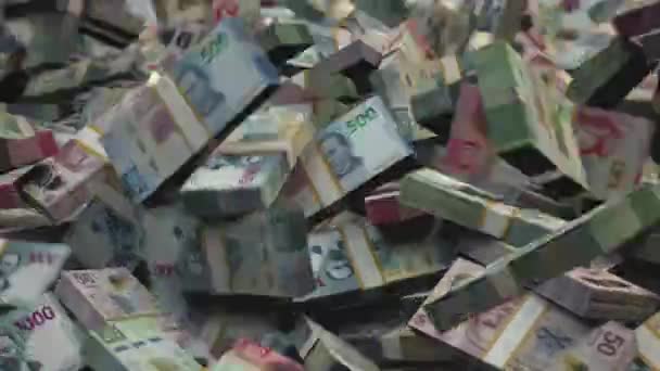 Mexican Peso Mexico Stacked Money Bundles Mxn Render — Vídeos de Stock