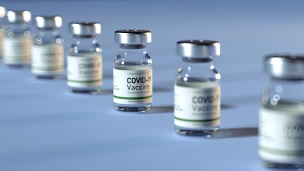 Covid Vaccine Vials Macro Shot Covid Variant Vaccines Prepared Use — Vídeos de Stock