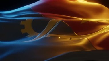 Angola Bayrağı Düşük Açı Perspektifli 3D görüntüleme 