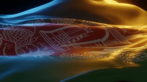 Afghanistan Flag Close Low Side Angle Warm Atmospheric Lighting Render — Vídeo de Stock