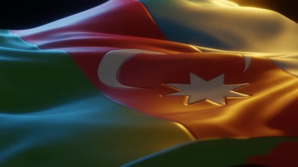 アゼルバイジャンの旗を閉じる角度の低いパースペクティブ3Dレンダリング — ストック動画