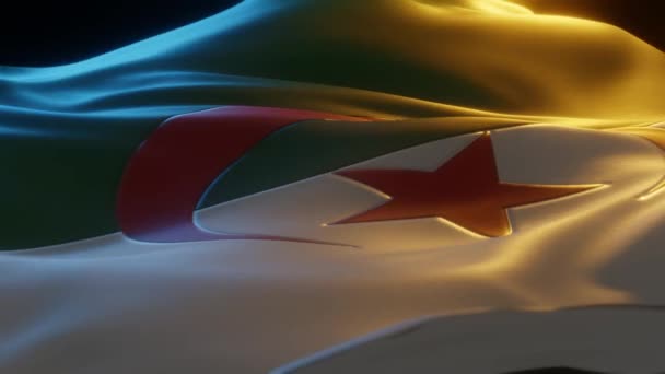 Algerien Flagge Nahaufnahme Low Winkelperspektive Rendering — Stockvideo