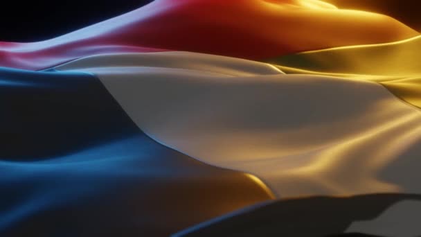Uae Flag Close Low Side Angle Warm Atmospheric Lighting Render — Vídeos de Stock