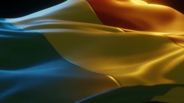 Bolivia Flag Close Low Side Angle Warm Atmospheric Lighting Render — Video
