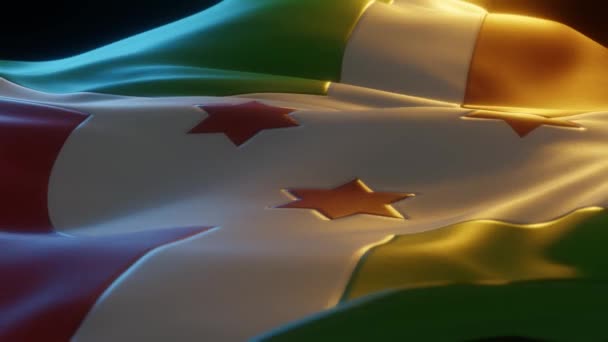 Burundi Vlajka Zoom Nízký Boční Úhel Teplým Atmosférickým Osvětlením Vykreslení — Stock video