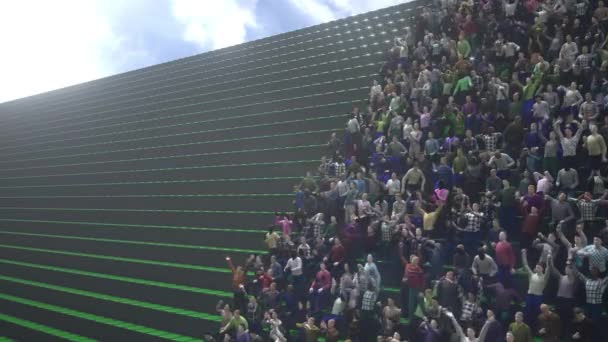 Стадион Толпа Аплодируют Трибуне Рендер — стоковое видео