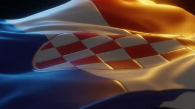 Croatia Flag Close up Low Angled Perspective 3d render 