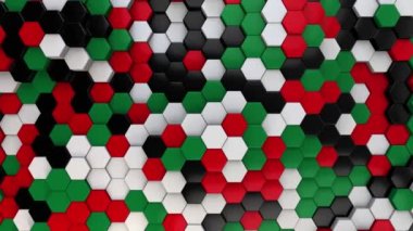 Hexagon Background Arab Flag Color Theme Hexagonal Tiles Pan Arabic Color Pattern 3D Render