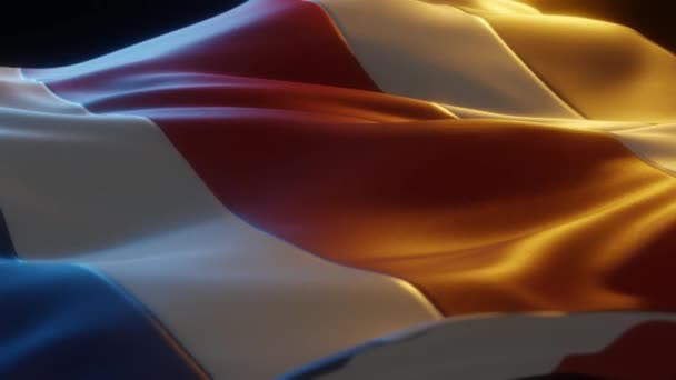 Costa Rica Flag Close Low Angled Perspective Render — Video
