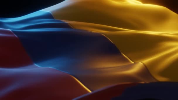 Colombia Flag Close Low Angled Perspective Render — Vídeo de Stock