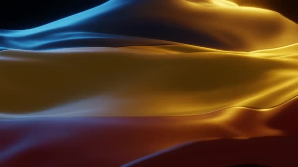 Chad Flag Close Low Side Angle Warm Atmospheric Lighting Render — Stock video