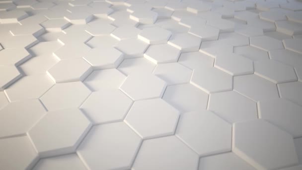 White Hexagon Background Moving Tiles Render — Video Stock