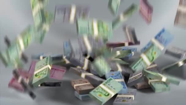 Thai Baht Thailand Banknotes Money Bundles Валюта Thb — стоковое видео
