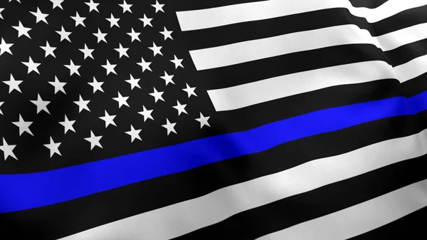 American Blue Line Flag United States USA Police Flag 3D Render