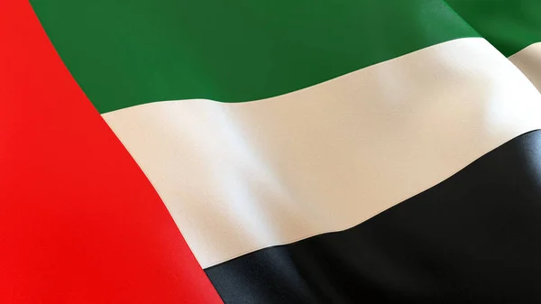 UAE Flag United Arab Emirate Flag Close up Side Angle 3d render