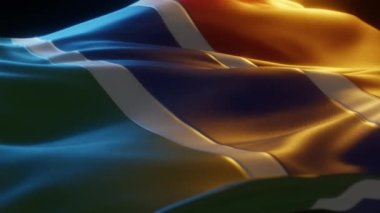 Gambia Flag, Close up, Low Side Angle with Warm Atmospheric Lighting, 3d render