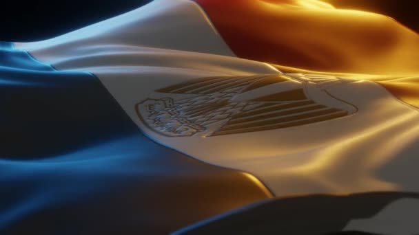 Egypt Flag Close Low Angled Perspective Render — Stock Video