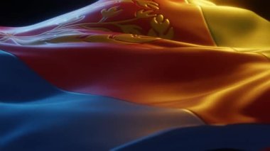 Eritrea Flag, Close up, Low Side Angle with Warm Atmospheric Lighting, 3d render