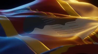 Swaziland Flag, Eswatini Flag Close up, Low Side Angle with Warm Atmospheric Lighting, 3d render