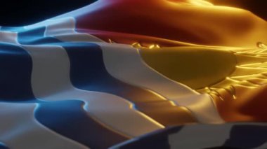 Kiribati Flag, Close up, Low Side Angle with Warm Atmospheric Lighting, 3d render