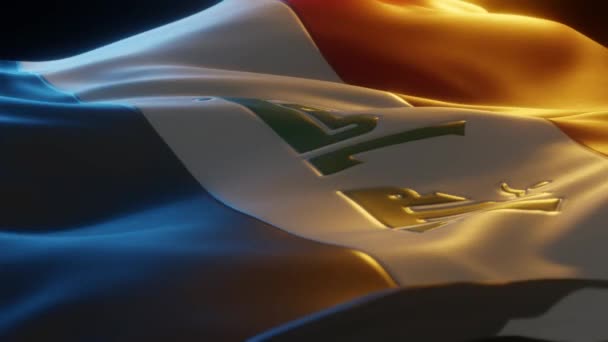 Iraq Flag Close Low Side Angle Warm Atmospheric Lighting Render — Wideo stockowe